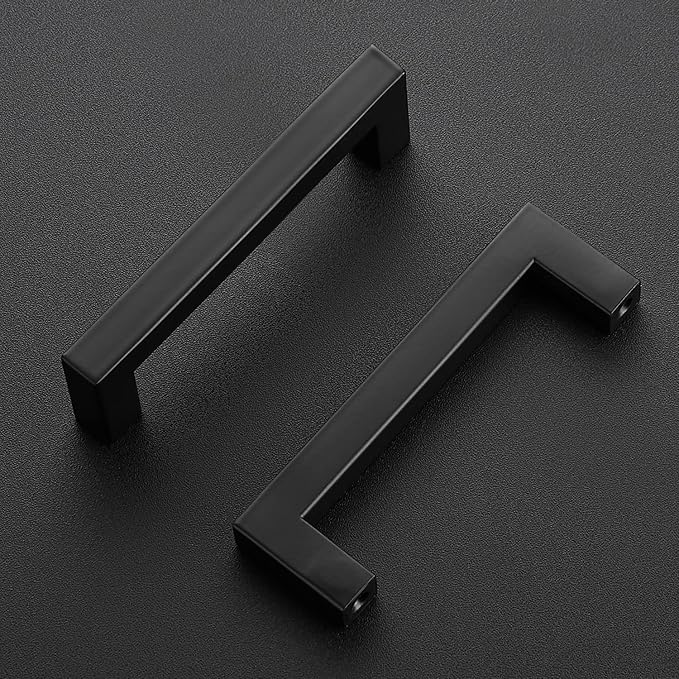 Ravinte 30 Pack Black Cabinet Pulls 4 Inch Square Cabinet Handles Matte Black Kitchen Hardware for Cabinet Square Drawer Pulls
