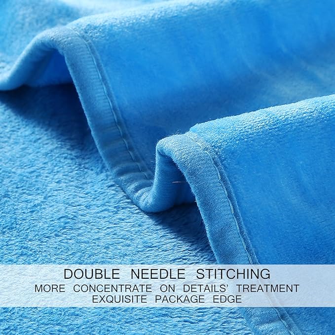 HOZY Soft Blanket Queen Size Fleece Warm Fuzzy Throw Blankets for The Bed Sofa Lightweight 350GSM Sky Blue 90"*90"