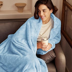 Exclusivo Mezcla Plush Fuzzy Fleece Bed Blanket Queen Size, Super Soft, Fluffy and Warm Blankets，Suitable for All Seasons (Light Blue, 90x90 Inches)