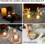 Set of 12 Clear Glass Tealight Candle Holder, 2.6'' H x 3.1'' W, Round Votive Candle Holders Bulk, Small Bowl Candle Holder for Wedding Table Centerpiece Home Decor