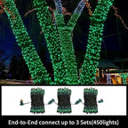LAMPHOME Super-Bright Extendable Green Christmas Lights Decoration 300Lights 63.8ft(2pk of 150L) UL Certified Mini Bulb String Lights Set for Outdoor Christmas Tree Garden Holiday Party Patio Decor