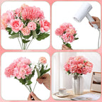 Tigeen Artificial Flowers Artificial Peonies Silk Flowers Faux Peony Fake Peony Silk Hydrangea Bouquet for Wedding Table Centerpiece Floral Vase Decor(Rose Pink,24 Bundles)