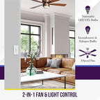 ENERLITES 3 Speed Ceiling Fan Control and LED Dimmer Light Switch, 2.5A Single Pole Light Fan Switch, 300W Incandescent Load, No Neutral Wire Required, 17001-F3-W, White