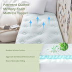 Hansleep Twin Mattress Topper Viscose Derived from Bamboo, Memory Foam Pillow Top Mattress Topper Twin with Deep Pocket, Breathable Mattress Pad for Back Pain Relief, 39" x 75", White