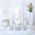 Silver Unity Candle Holder - Glass Candle Holders for Pillar Candles Taper Candles, Glass Candlestick Holders Set of 3, Clear Glass Candlestick Holder for Wedding Table Dinning Church Centerpiece
