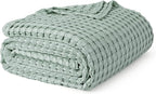 Bedsure Cooling Cotton Waffle Full Size Blanket - Lightweight Breathable Blanket of Rayon Derived from Bamboo for Hot Sleepers, Luxury Throws for Bed, Couch and Sofa, Mint Green, 80x90 Inches