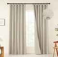 KangBang 72 Inch Extra Wide Linen Curtains Blackout 2 Panels Set-Back Tab Loop Pocket Pleated Floor to Ceiling Drapes for Patio Door, Full Light Blocking Burlap Farmhouse Morden Drapes, 72Wx84L
