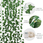 RECUTMS Ivy Fake Vines 24 Pack 173 FT Artificial Vine with 200 LED String Light Leaves Wall Decor Leaf Plants Greenery Garland Hanging Plant for Aesthetic Room Garden Office Wedding Decorations