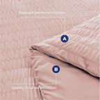 HYMOKEGE Rose Gold California King Comforter Set Seersucker 7 Pieces, All Season Luxury Bed in a Bag Queen for Bedroom, Bedding Set with Comforter, Sheets, Pillowcases & Shams