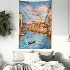 Ambesonne Scenery Tapestry, Gondola on Famous Grand Canal with Romantic View of Italian Architecture Venice, Wall Hanging for Bedroom Living Room Dorm Decor, 60" X 80", Multicolor