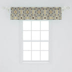 Ambesonne Turkish Pattern Window Valance, Flowers in and Traditional Style, Curtain Valance for Kitchen Bedroom Decor with Rod Pocket, 42" x 12", Earth Yellow Slate Blue