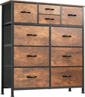 YITAHOME Dresser with 9 Drawers - Fabric Storage Tower, Organizer Unit for Bedroom, Living Room, Hallway, Closets - Sturdy Steel Frame, Wooden Top & Easy Pull Fabric Bins (Dark Grey)