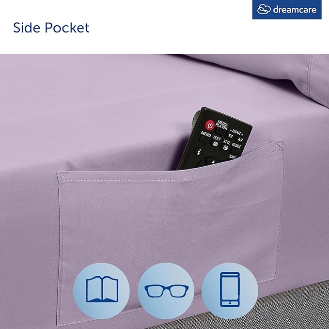 DREAMCARE King Size Sheets Set – 6 pcs Cooling Bed Sheets – up to 15” Deep Pocket King Sheet Set – 2500 Supreme Collection – Extra Soft 100% Brushed Microfiber Hotel Luxury with Side Pocket – Lavender