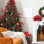 Lyrow 24 Pcs Red Babys Breath Artificial Christmas Picks Decoration Xmas Fake Flowers Stems Gypsophila Bushes Floral Arrangement Bulk for Home Indoor Table Decor(Red)