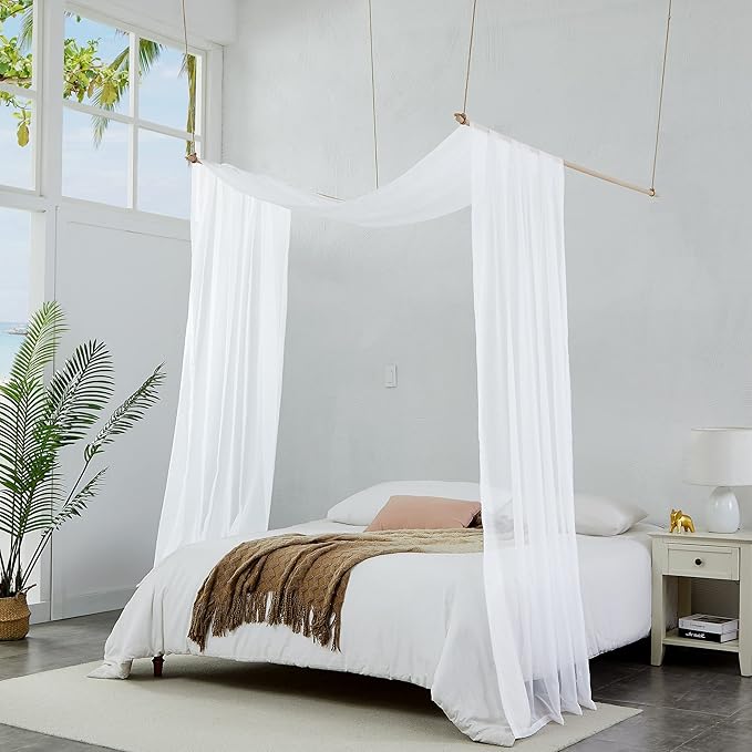 Warm Home Designs 30 Feet Long Sheer White Window Scarf. These XXL Length Valance Scarves 54 X 360 Inches in Size. Great as Bed Canopy or Wedding Arch Draping Fabric. AM White 360"