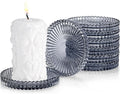 Glass Candle Holders, GOH DODD Set of 8 Crystal Pillar Plates Modern Coasters for Drinks, Centerpiece, Home Decor, Kitchen, Living Room, Patio, Wedding, Halloween, Christmas, Party, Clear Black