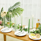 24 Set Glass Hurricane Candle Holders 11.8" Open Ended Glass Candleholder Tube Shape Bottomless and 1.26" Taper Clear Candlestick Holders for Wedding Party Table Centerpiece