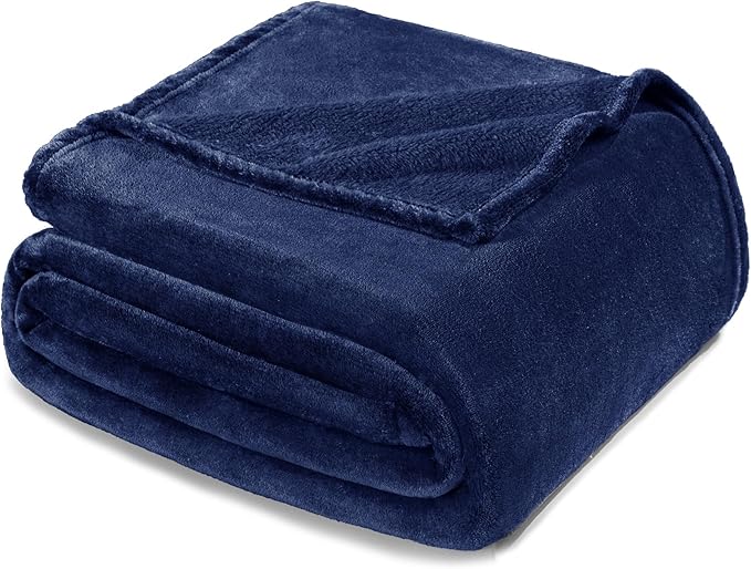 Exclusivo Mezcla Fleece Blanket Twin Size for Bed, Super Soft and Warm, All Season Use, Cozy, Plush, Lightweight, 60x80 Inches Navy Blue