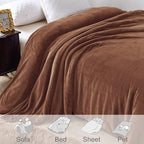 Exclusivo Mezcla Fleece Blanket Queen Size for Bed, Super Soft and Warm, All Season Use, Cozy, Plush, Lightweight, 90x90 Inches, Brown