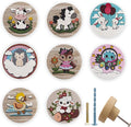 JamJam Set of 8 1.8" Wooden Flower Farm Animals Knobs Kids Nursery Room Unique Cabinet Decorative Dresser Drawer Knobs and Pulls Wood Rabbit Knob