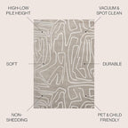 JONATHAN Y Graphic Lines High-Low Indoor Area Rug 3X5 Beige/Cream, Alcina Modern Scandinavian for Living Room, Bedroom, Kitchen, Easy-Cleaning, High Traffic, Pet-Friendly, Non-Shedding SND102A-3