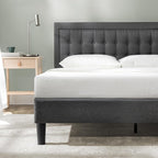 ZINUS Dachelle Upholstered Platform Bed Frame, Mattress Foundation, Wood Slat Support, No Box Spring Needed, Eco Friendly WonderBox (TM) Packaging, Easy Assembly, Dark Grey, Full