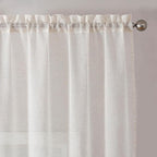 OWENIE Linen Blend Short Semi Sheer Curtains 54 inch Length 2 Panels Set for Small Window, Natural Curtain for Bedroom/Living Room, Rod Pocket Farmhouse Drapes, 2pcs, 40 W x 54 L