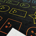 Zety - Nylon School Girl Style Classroom Rugs Elementary - 7.6x12 FT - Playroom and Toddler Rugs- Educational Smiley face Rug for Kids Room, Classroom, Daycare, and Home Learning - Black Pastel Rug