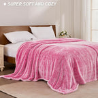 Exclusivo Mezcla Plush Fuzzy Fleece Throw Blanket Extra Large, Super Soft, Fluffy and Warm Blankets for Couch, Bed, Suitable for All Seasons (50x70 Inches, Mixed Hot Pink)