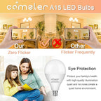 comzler Ceiling Fan Light Bulbs E12 Small Base, A15 LED Bulb 2700K Soft Warm White Candelabra LED Bulb 6W (60watt Equivalent), Chandelier Light Bulbs CRI85+ 600 Lumens No-Dimmable Pack of 8