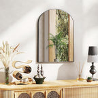 DUMOS Black Metal Arch Vanity Rounded Rectangle Bathroom Mirrors for Over Sink Wall, 21x30 Inch Large Matte Mirror, Modern Decorative for Restroom, Farmhouse
