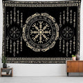 OSUNBD Nordic Vikings Tapestry Large 84x90inches Soft Flannel Vegvsir Symbol Amulet Celtic Rune Scandinavian Aesthetic Mythology Tapestry Wall Hanging for Bedroom Living Room Decor