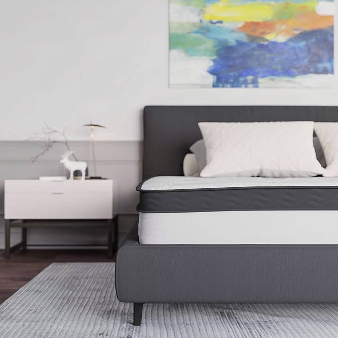 Flash Furniture Capri Comfortable Sleep 10 Inch CertiPUR-US Certified Hybrid Pocket Spring Mattress, King Mattress in a Box, White