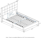 Furinno Laval Button Tufted Upholstered Platform Bed Frame, Full, Glacier