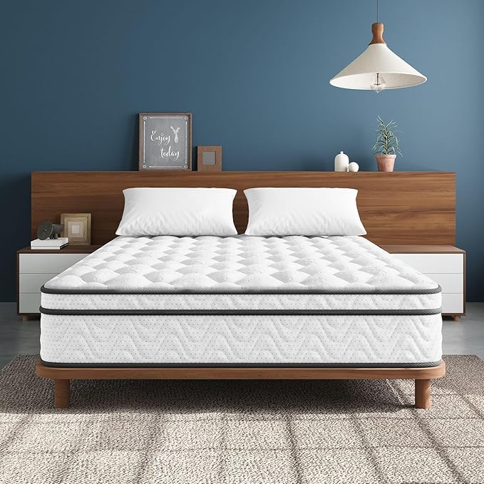 Vesgantti Queen Bed Mattress 9 Inch, Fiberglass-Free | Cool Sleep Hybrid Mattress in a Box - Memory Foam & Pocket Springs, Ergonomic Design, Pressure Relief, Medium Firm Feel, 60"×80"×9"