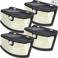Aootek New Solar Motion Sensor Lights 120 LEDs with Lights Reflector,270° Wide Angle, IP65 Waterproof, Step Lights for Front Door, Yard, Garage, Deck (Back Button 4-Pack)
