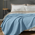 PHF 100% Cotton Waffle Weave Blanket Queen Size for Bed,Snag Proof Lightweight Breathable Moisture-Wicking Throw for Couch,Great for Layering in Cold Weather, Home Decor Gift-Dusty Blue