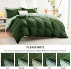HYMOKEGE Dark Green/Sage Green King Size Comforter Set Seersucker 7 Pieces, All Season Luxury Bed in a Bag for Bedroom, Bedding Set with Comforter, Sheets, Pillowcases & Shams