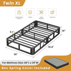 MAF Twin XL Box Spring and Cover Set, 10 Inch High Profile Metal BoxSpring 3500 lbs Black Heavy Duty Metal Mattress Foundation with Easy Clean Fabric Cover, Easy Assembly