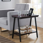Leick Home 11405 Empiria Narrow Side Table with Shelf, Walnut and Foundry Bronze