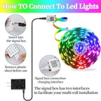 QZYL LED Lights for Bedroom, 25FT RGB LED Strip Lights with 44 Keys IR Remote, Smart LED Light Strip with Adhesive Backing Adjustable Brightness App Control for Bedroom Party Decoration