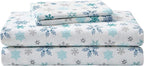 Eddie Bauer - Full Sheets, Cotton Flannel Bedding Set, Brushed For Extra Softness, Cozy Home Decor (Tossed Snowflake, Full)