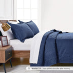 Love's cabin Twin Quilt Set Navy Blue Bedspreads - Soft Bed Summer Lightweight Bedspread Comforter - Modern Style Coin Pattern Coverlet for All Season - 2 Pieces (1 Quilt, 1 Pillow Sham)