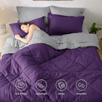 Bedsure California King Comforter Set - 7 Pieces Reversible Purple Bedding, California King Size Bed Set for All Seasons, Bed in a Bag with Down Alternative Comforter, Sheets, Pillowcases & Shams