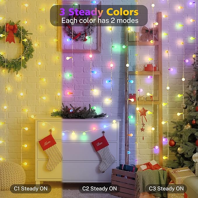 OMIKA Christmas String Lights Battery Operated 16.5ft 50LED with Remote Warm White Multicolor Fairy Light Indoor for Classroom Bedroom Dorm Birthday Patio Tent Party Xmas Christmas Décor