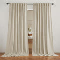 RYB HOME Linen Sheer Curtains 84 inches Length, Glare Light Filter Privacy Sheer Drapes Classy Solid Panels for Wedding Ceremony Farmhouse Balcony Terrace, Beige, W 70 x L 84 inches, Set of 2