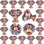 26 pcs Crystal Rose Gold Glass Drawer Pulls 30 mm Decorative Knobs for Kitchen Bathroom Cabinet, Dresser and Cupboard by DeElf