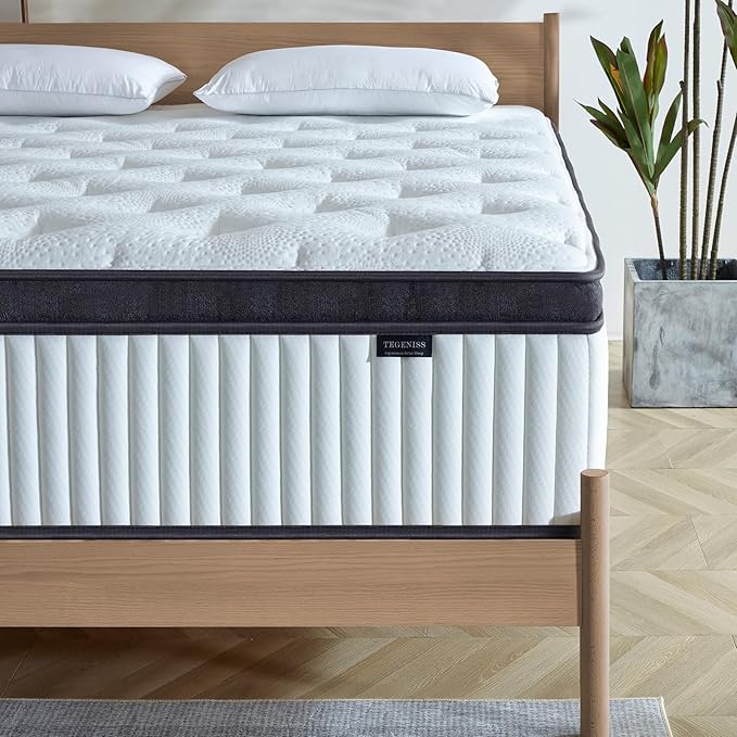 King Size Mattress, 12 Inch Innerspring Hybrid Mattress in a Box with Gel Memory Foam, Individually Wrapped Encased Coil Pocket Spring Mattresses, Pressure Relief, Medium Firm, 76"*80"*12"