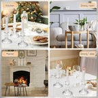Suclain 24 Pcs Glass Taper Candle Holder Sets 12 Candlestick Holder with 12 White Long Candles for Wedding Party Decor Dinner Decoration(Clear)