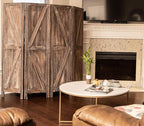 Premium Home 6-Panel Room Divider – Rustic Brown Barn Door, K Pattern Folding Privacy Screen, Partition Wall